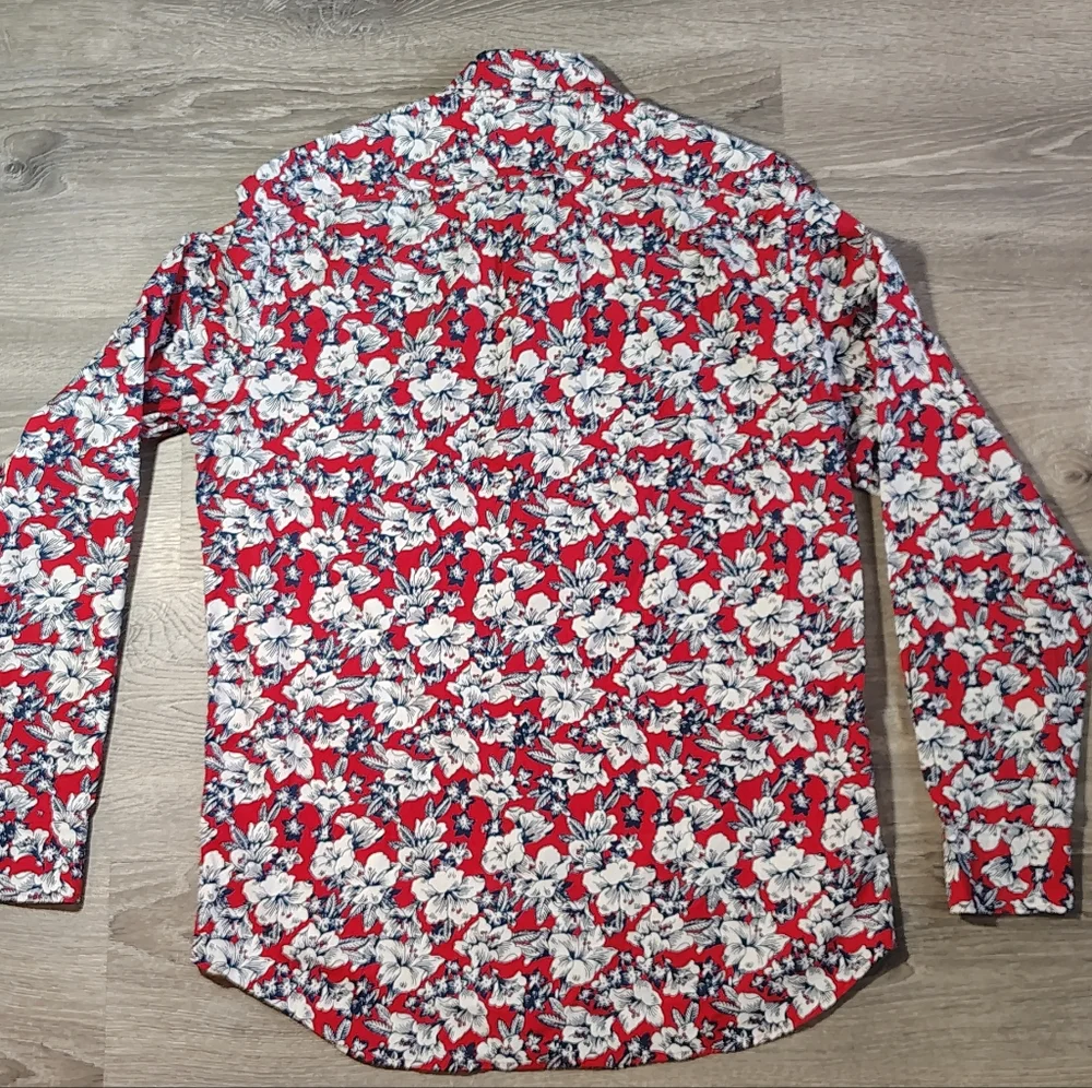 J. Crew Shirt Size M Secret Wash 98% Organic Cotton Classic Stretch Floral AE716